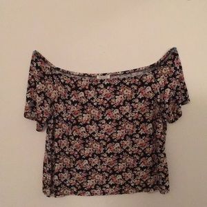 Black floral over shoulder top